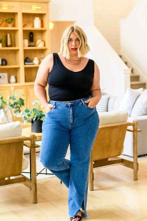 Caitlin High Rise Split Hem Straight Jeans by Risen