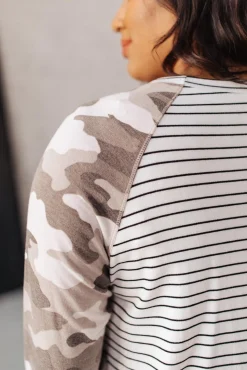 Camo & Stripes Raglan Top