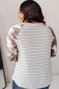 Camo & Stripes Raglan Top