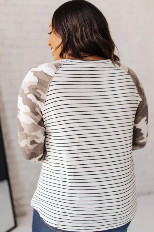 Camo & Stripes Raglan Top