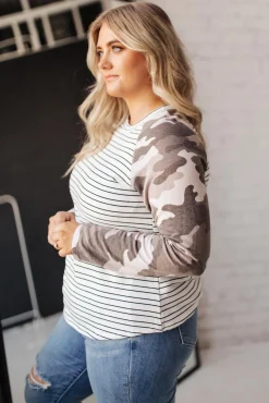 Camo & Stripes Raglan Top