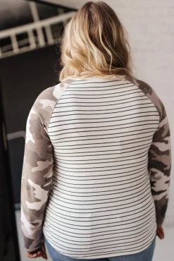 Camo & Stripes Raglan Top