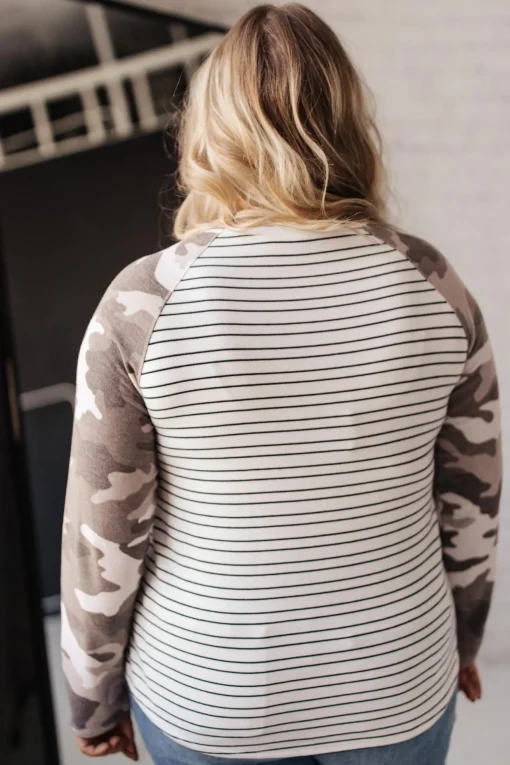 Camo & Stripes Raglan Top