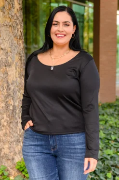Can You Believe It Basic Long Sleeve Top In Black