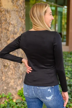 Can You Believe It Basic Long Sleeve Top In Black