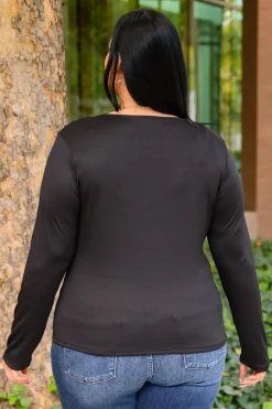 Can You Believe It Basic Long Sleeve Top In Black