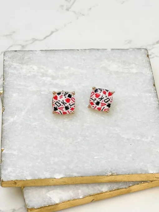 Card Suits Printed Stud Earrings