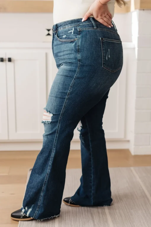 Cassandra High Rise Control Top Distressed Flare Jeans by Judy Blue