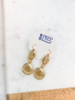 Cassidy Puka Shell Dangle Earrings - Gold