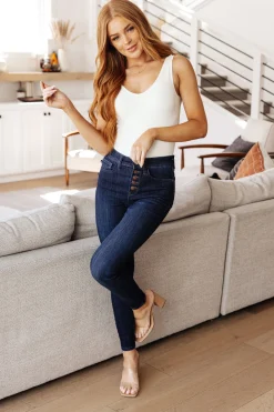 Celecia High Waist Hand Sanded Resin Skinny Jeans by Judy Blue