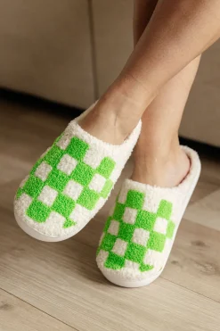 Checked Out Slippers in Green