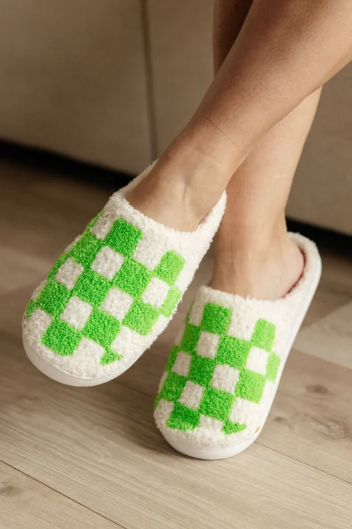 Checked Out Slippers in Green