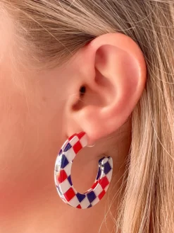 Checkered Acrylic Hoop Earrings