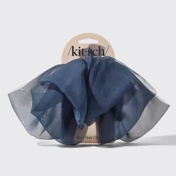 Chiffon Bow Hair Clip - Blue Orchid