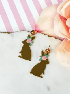 Chocolate Easter Bunny Post Dangle Earrings