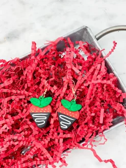 Chocolate Strawberry Clay Dangle Earrings