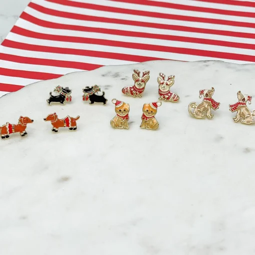 Christmas Corgi Signature Enamel Stud Earrings