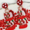 Christmas 'Mama' Beaded Dangle Earrings
