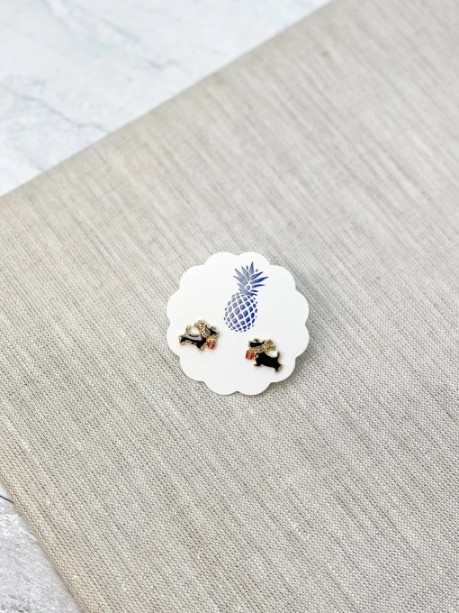 Christmas Scottie Signature Enamel Stud Earrings