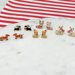 Christmas Scottie Signature Enamel Stud Earrings