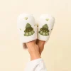 Christmas Tree Fuzzy Slippers