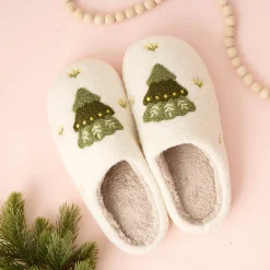 Christmas Tree Fuzzy Slippers
