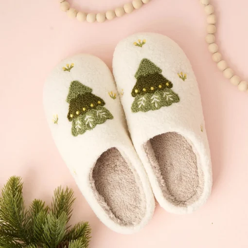 Christmas Tree Fuzzy Slippers