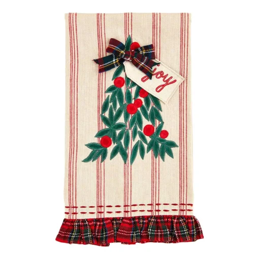 Christmas Velvet Applique Ruffle Towels by Mud Pie