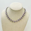 Chunky Glass Stone Necklace - Lavender