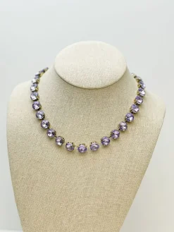 Chunky Glass Stone Necklace - Lavender