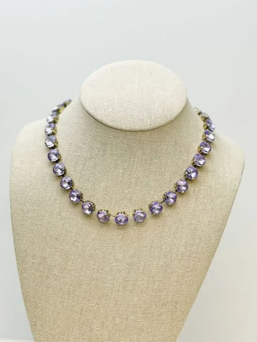 Chunky Glass Stone Necklace - Lavender