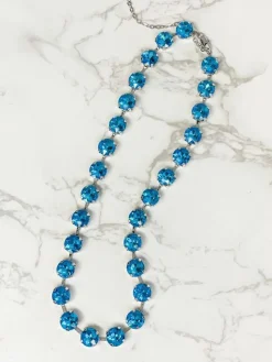 Chunky Glass Stone Necklace - Aqua