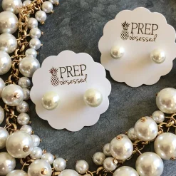 Classic Cream Pearl Stud Earrings- 2 Sizes Available