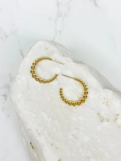 Classic Gold Ball Hoop Earrings