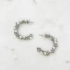 Classic Pearl Cluster Hoop Earrings - Silver