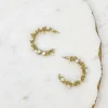 Classic Pearl Cluster Hoop Earrings - Gold
