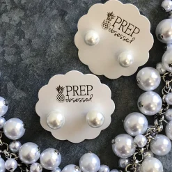 Classic White Pearl Stud Earrings- 2 Sizes Available