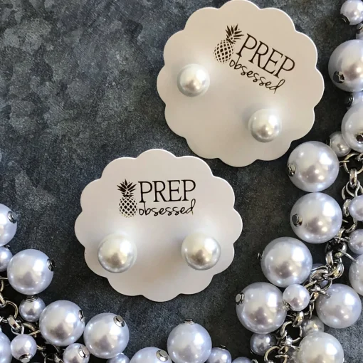 Classic White Pearl Stud Earrings- 2 Sizes Available