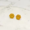 Clay Paw Print Stud Earrings - Brown