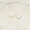 Clay Paw Print Stud Earrings - White