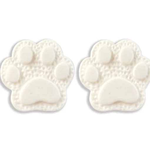 Clay Paw Print Stud Earrings - White