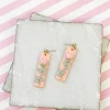 Clay Pink Rose Portrait Dangle Earrings