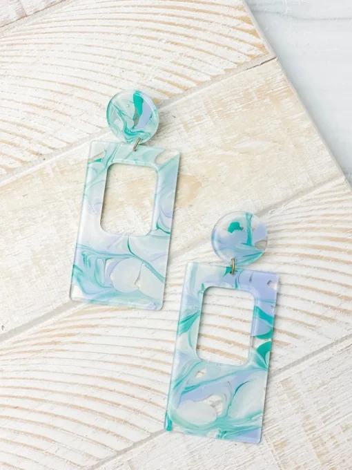 Clementine Groovy Statement Dangles - Aqua
