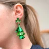 Clover Tinsel Fringe Dangle Earrings