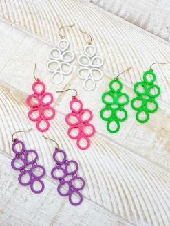 Coil Statement Dangle Earrings - White