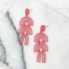 Color Coated Arch Drop Dangle Earrings - Burgundy