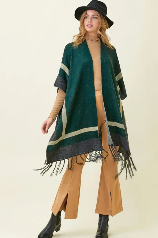 Colorblocked Tassel Kimono by Mystree