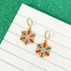 Colorful Studded Snowflake Huggie Dangles