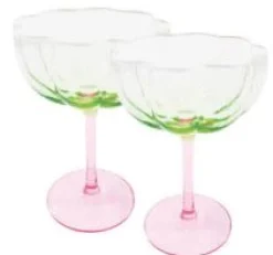 Coupe Glass Set by Lilly Pulitzer - Jade Lime/Pink Muse Ombre