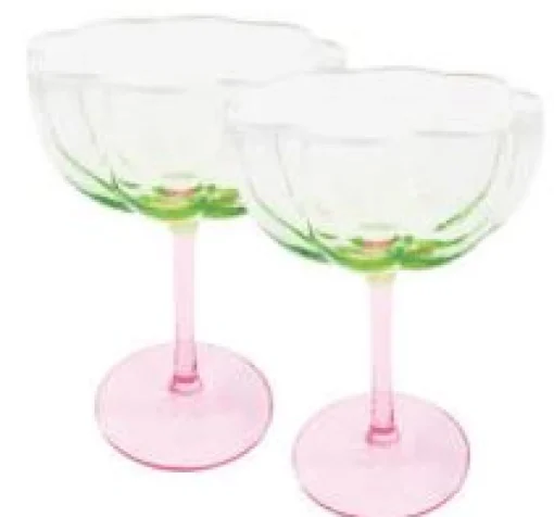 Coupe Glass Set by Lilly Pulitzer - Jade Lime/Pink Muse Ombre